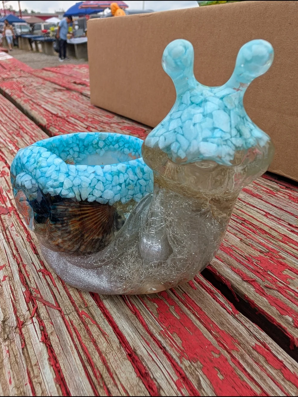Blue Resin Snail Planter - Unbranded Decorative Home Accent